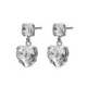 Well-loved sterling silver short earrings with white crystal in heart shape image