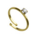 Well-loved gold-plated adjustable ring with white crystal in circle shape