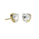 Well-loved gold-plated stud earrings with white crystal in heart shape image