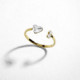 Well-loved gold-plated adjustable ring with white crystal in heart shape cover