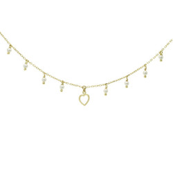 Me Enamora heart pearls necklace in gold plating