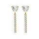 Well-loved gold-plated long earrings with white crystal in heart shape image