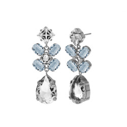 Blooming flower crystal earrings in silver