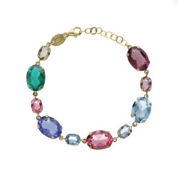 Magnolia gold-plated crystal bracelet with multicolour in oval shape