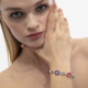 Magnolia gold-plated crystal bracelet with multicolour in oval shape cover