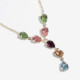 Magnolia gold-plated short necklace with multicolour in tear shape cover