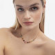 Magnolia gold-plated short necklace with multicolour in tear shape cover