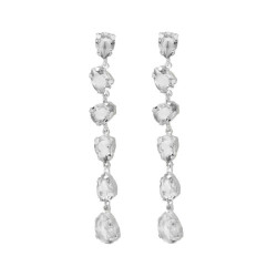 Magnolia sterling silver long earrings with white in tear shape