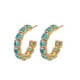 Jade crystals light turquoise earrings in gold plating image