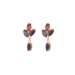 Lia gold-plated short earrings with pink in flower shape