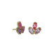 Lia gold-plated stud earrings with pink in flower shape image