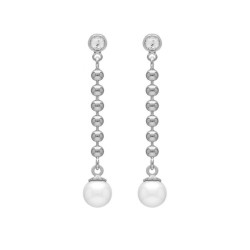 MOTHER sterling silver long earrings with white in pearl shape