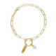 MOTHER gold-plated adjustable bracelet with pearls in mom plate and pearl shape image