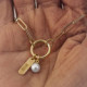 Pulsera ajustable placa Mom y perla color perla bañada en oro cover