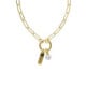 Collar largo placa Mom y perla color perla bañado en oro image