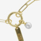 Collar largo placa Mom y perla color perla bañado en oro cover