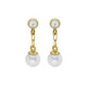 Pendientes cortos perla color blanco bañados en oro image