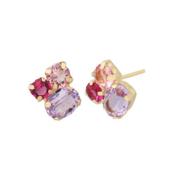 Alexandra crystals violet earrings in gold plating.