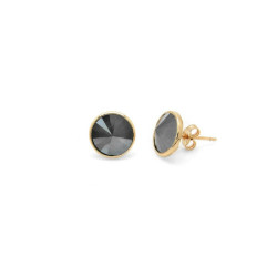 Basic M dark grey earrings in rose gold plating in gold plating