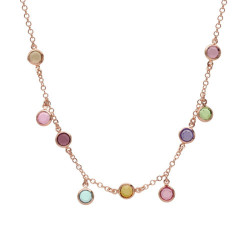 Basic circles multicolour necklace in rose gold plating