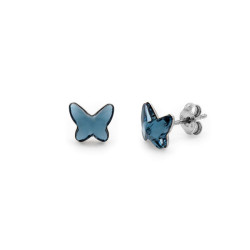 Fantasy butterfly denim blue earrings in silver