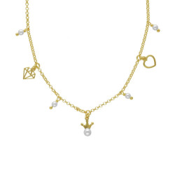 Magic gold-plated short necklace with pearl in reasons shape