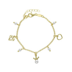 Magic gold-plated adjustable bracelet with pearl in reasons shape