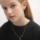 Magic gold-plated short necklace with pearl in crown shape cover