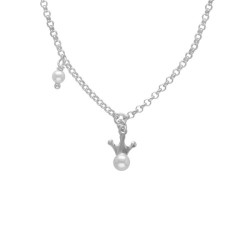 Magic sterling silver short necklace with pearl in crown shape