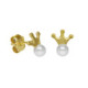 Magic gold-plated stud earrings with pearl in crown shape image