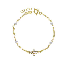Cintilar gold-plated adjustable bracelet with white in cross shape