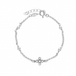 Cintilar sterling silver adjustable bracelet with white in cross shape