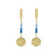 Anya gold-plated long earrings with blue in rectangle shape