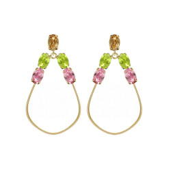 Alyssa gold-plated long earrings with multicolour in drop shape