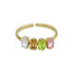 Alyssa gold-plated adjustable ring with multicolour in oval shape image