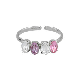 Alyssa sterling silver adjustable ring with multicolour in oval shape