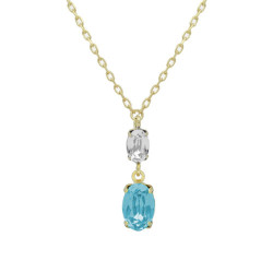 Gemma gold-plated short necklace with blue in oval shape