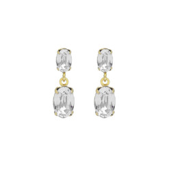 Gemma gold-plated short earrings with white in oval shape