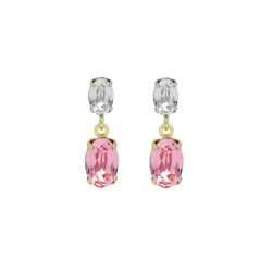 Gemma gold-plated short earrings with pink in oval shape