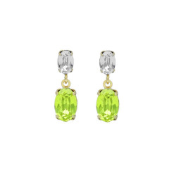 Gemma gold-plated short earrings with green in oval shape