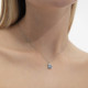 Gemma sterling silver short necklace with blue in you&me shape cover