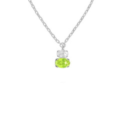 Gemma sterling silver short necklace with green in you&me shape