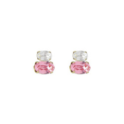 Gemma gold-plated stud earrings with pink in you&me shape