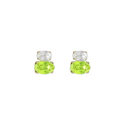 Gemma gold-plated stud earrings with green in you&me shape