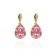 Magnolia gold-plated short earrings with pink in tear shape image