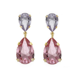 Magnolia gold-plated long earrings with pink in tear shape