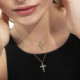 Maisie rhodium-plated short necklace with green in cross shape cover