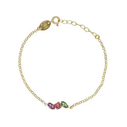 Belle gold-plated adjustable bracelet with multicolour in marquise shape