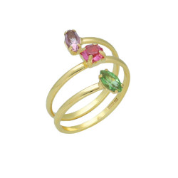 Belle gold-plated ring with multicolour in crystals shape