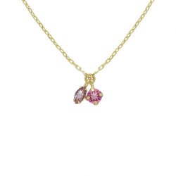 Belle gold-plated short necklace with pink in combination shape shape